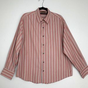 AXIST Dress Shirt Men’s Size XL Rust Orange Striped Long Sleeve Shirt